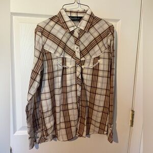 70s Vintage present tense pearl snap western button up shirt size small